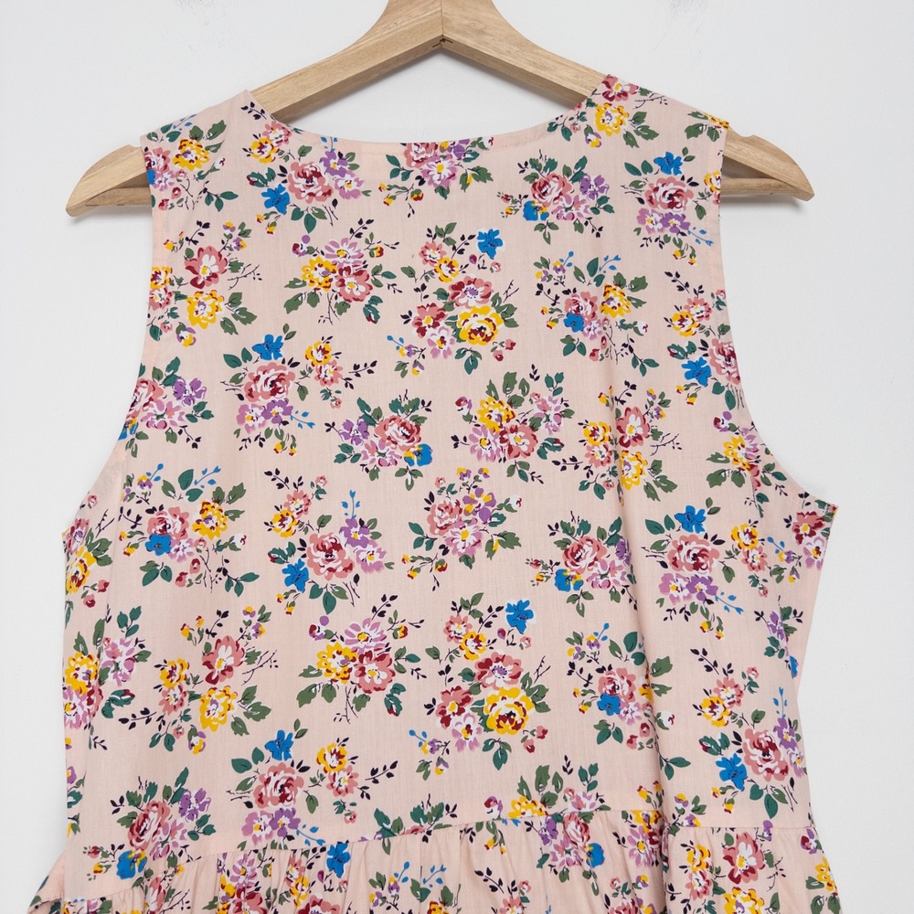 Vermont Country Store Pink Floral Cotton Button Front Midi Dress Pockets S - Picture 6 of 10